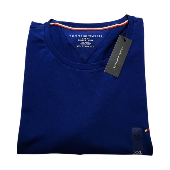 Men's Tommy Hilfiger Slim Fit T-Shirt Short-Sleeve Blue 2XL - Picture 8 of 8